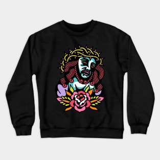 Jesus and rose Crewneck Sweatshirt